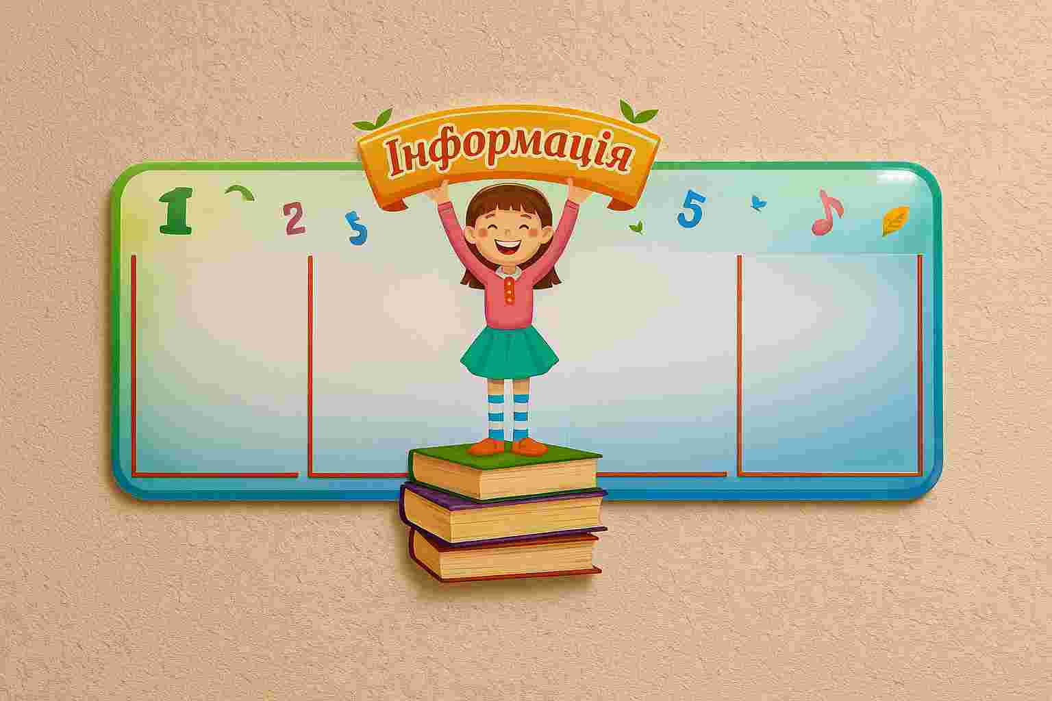 Яркий стенд для детского сада с совёнком – оформление группы и карманы для информации