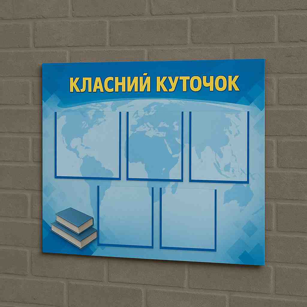 Классный уголок на стене – школьный стенд с тематическим оформлением и фото учеников