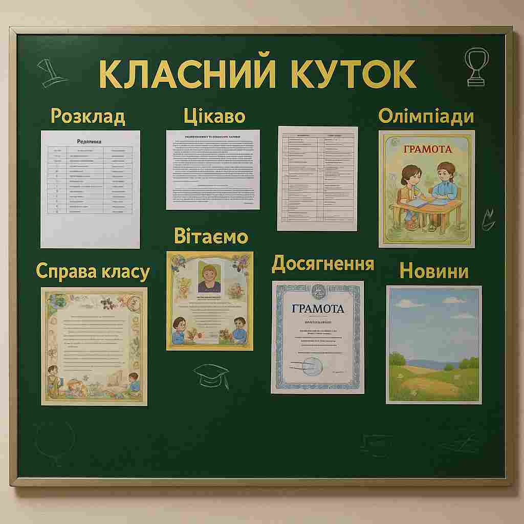 Классный уголок с расписанием и достижениями – информационный стенд с прозрачными карманами