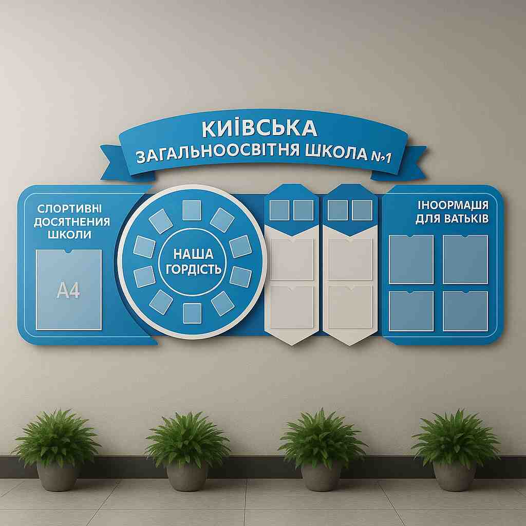 Информационная доска для школы – стенд в коридоре с акриловыми карманами