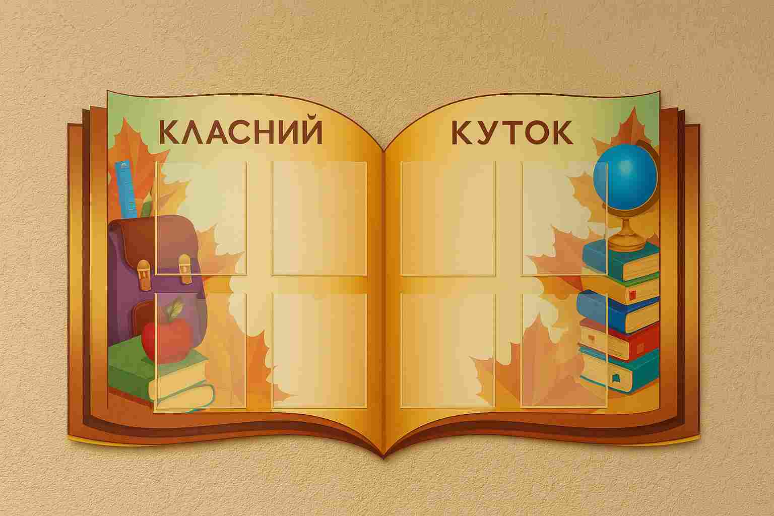 Осенний классный уголок – стенд для школы с карманами и декоративным оформлением